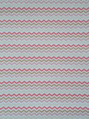 Tricoline off white chevron coral/ouro - 25cm x 1,50m