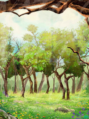 Painel tecido sublimado 3d floresta encantada 015 3x2m