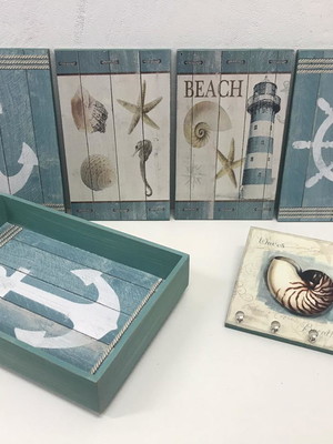 Conjunto decorativo praia beach house nautico 6 peças p chav