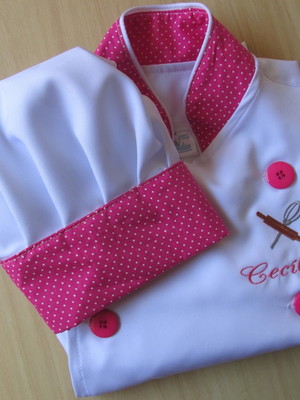 Dólmã mini chef infantil personalizado com chapéu de chef