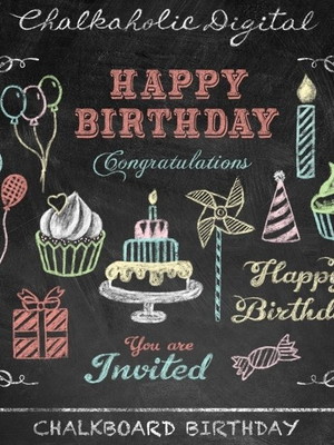 Elementos aniversário chalkbord - arquivos digitais