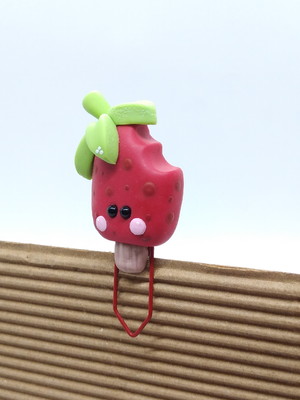 Clips com enfeite em biscuit picolé coleção frutas