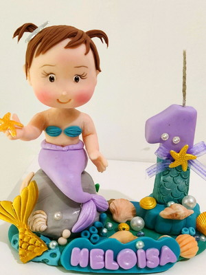 Vela pequena sereia fofinha