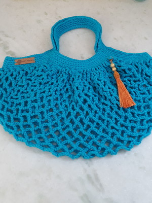 Bolsa rede azul turquesa