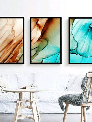 Kit 3 quadro decorativo abstrato colorido