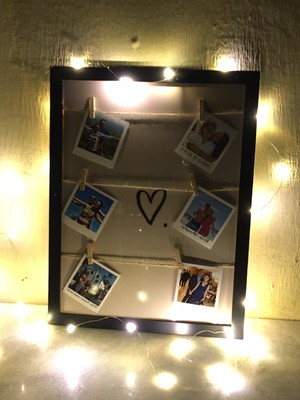 Kit quadro decorativo varal de fotos polaroid com luzes led