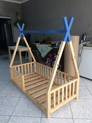 Cama cercado em pinus solteiro montessori