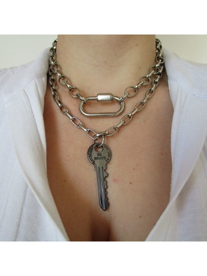 Conjunto choker/colar corrente fecho/chave