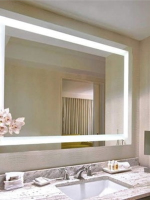 Espelho flutuante jateado com luz de led 120x80 cm