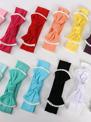 Faixa turbante bebê com pompom minimo 3