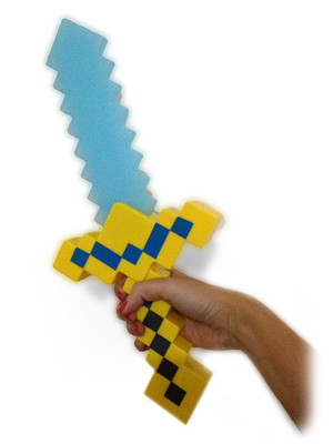 Espada minecraft diamante 36cm com som e luz led