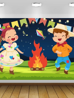 Painel festa junina criança 2x1m- impresso lona