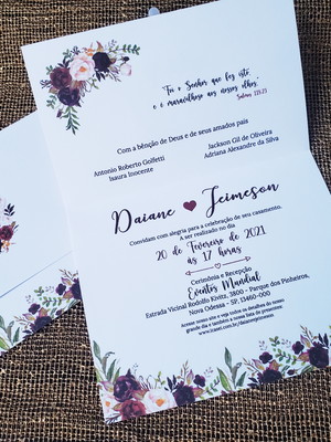 Promoção! convite de casamento marsala