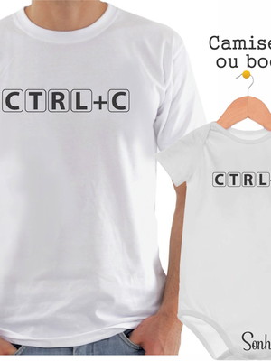 Camiseta algodão dia dos pais kit com 2 peças ctrl+c ctrl+v