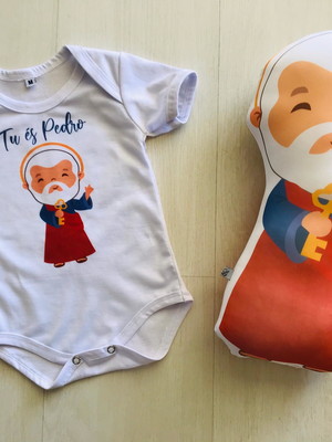 Kit body bebê com almofada naninha de são pedro