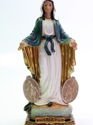 Imagem nossa senhora graças medalha milagrosa 17cm resina
