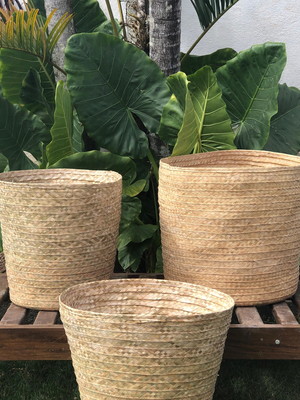 Cesto de palha artesanal +-42cm