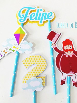 Topper de bolo mundo bita