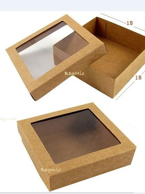 20 caixas com visor 15x15x4 cor kraft