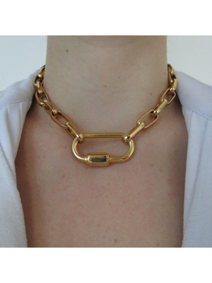 Colar choker corrente fecho mosquetão ouro