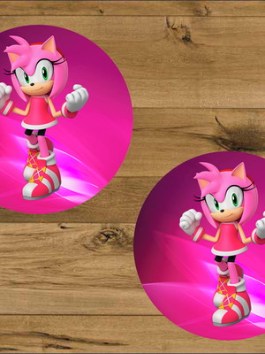 Adesivo para latinha redondo amy rose rosa