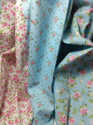 ½ metro tecido tricoline patchwork composê azul e rosa