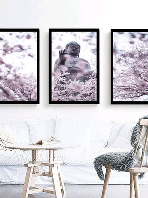 Kit de quadros decorativos buda e flores