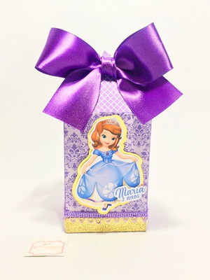 Caixa milk princesa sofia com aplique e laço
