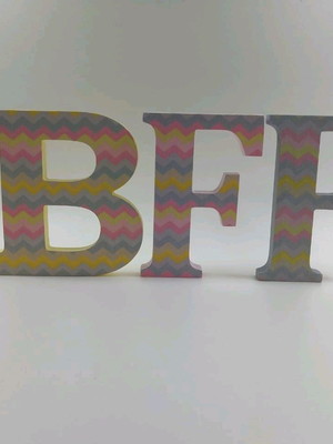 Bff decoração quarto/letras mdf com tecidos