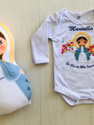 Body bebê com almofada naninha nossa senhora das graças