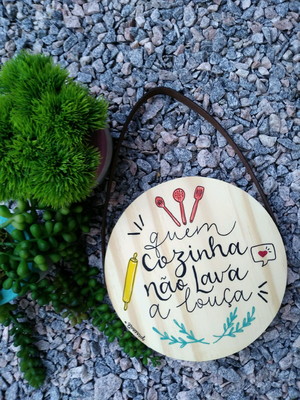 Quadro redondo para cozinha com frase