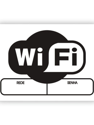 Placa decorativa wifi em pvc 2mm modelo 02 branca c/ escrita