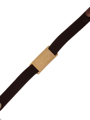 Pulseira em couro com placa e nome modelo 68
