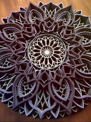 Mandala camadas cores alto relevo floral decoração 3dr 59 cm