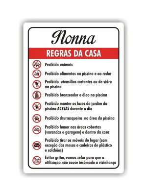 Placa regras da casa casa de aluguel temporada
