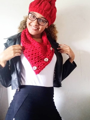 Conjunto touca e gola de crochê