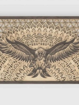 Quadro águia em camadas alto relevo decoração 3d 60 cm