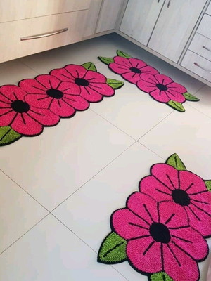 Tapetes frufru flor rosa pink antiderrapante