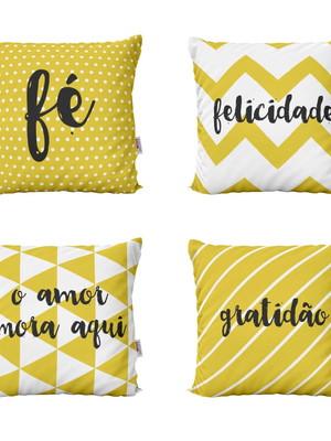 Capas de almofadas decorativas amarelas gratidão 40x40