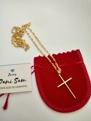 Corrente masculino com cruz crucifixo banhado a ouro