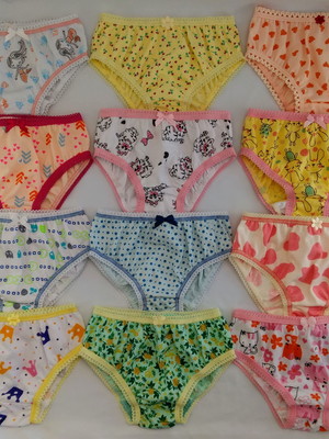 Kit com 10 calcinhas infantis de algodão estampadas
