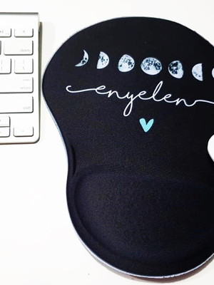 Mouse pad gota com apoio: fases da lua + nome