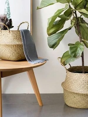 Organizador em palha cesto seagrass rústico decorativo