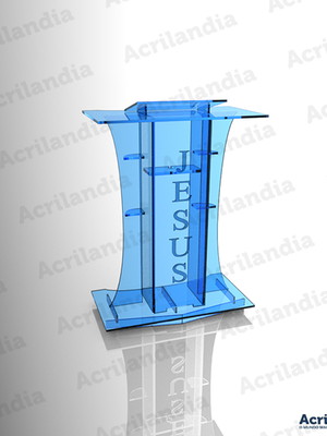 Púlpito de acrílico azul mod. davi com led