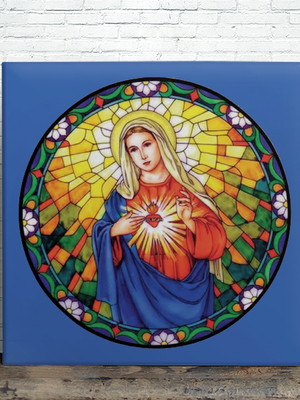 Azulejo imaculado coração de maria 20x20 cm
