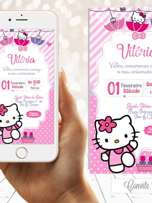 Convite hello kitty- arte digital