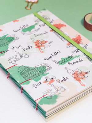 Bullet journal pontilhado copta | coleção viagens | itália