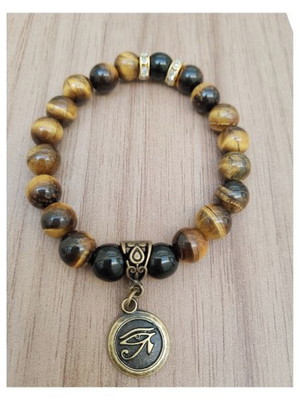 Pulseira de pedras olho de tigre e onix
