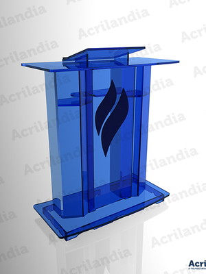 Púlpito de acrílico azul mod. joão batista com led