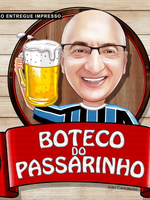 Caricatura logo aniversariante festa boteco chopp mão